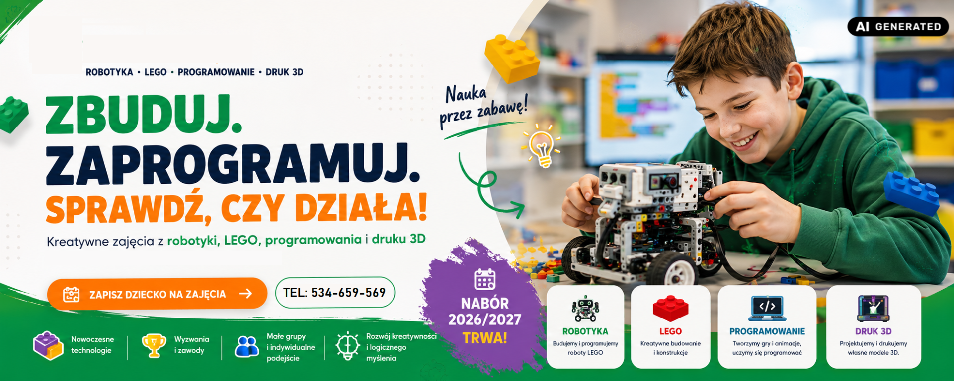 Roboedu warsztaty robotyki dla dzieci, LEGO, programowanie druk 3d