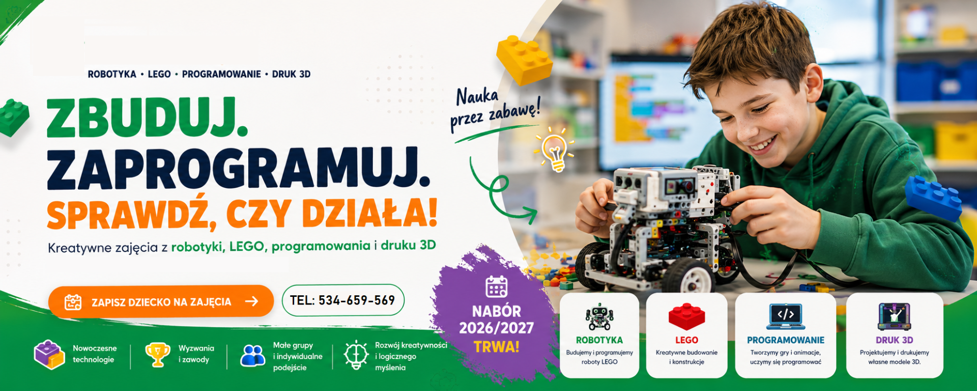 Roboedu warsztaty robotyki dla dzieci, LEGO, programowanie druk 3d
